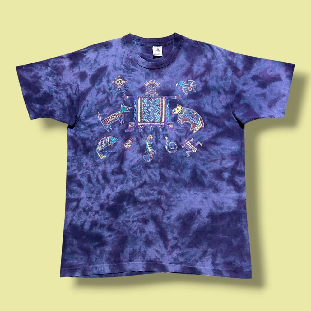 Vintage Tie Dye Shirt 90s Native American Graphic Tee Southwestern Art Purple
